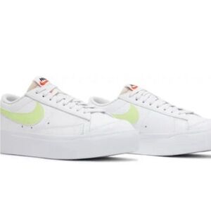 White Nike Blazers with Neon Green